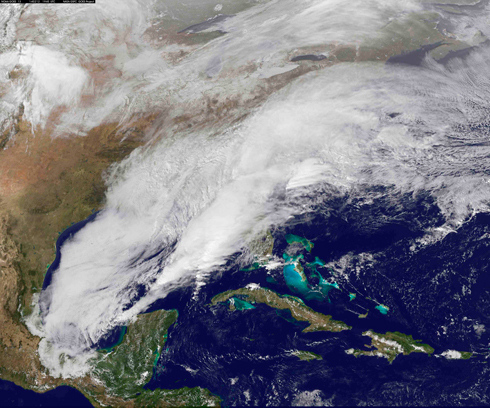 צבע לבן. דרום ארה"ב בתמונת לוויין (צילום: רויטרס, NASA)