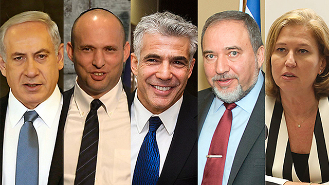 Political maneuvers: Netanyahu, Bennett, Lapid, Lieberman and Livni (Photos: Gil Yohanan, Shahar Azran, EPA, AP and GPO)