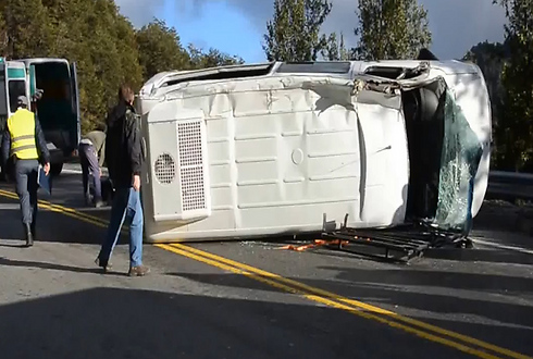 Overturned bus in Argentina
