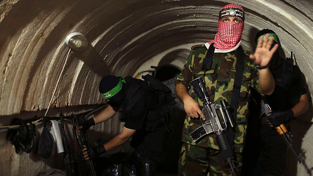 Hamas militants inside one of the tunnels (Phoo: Reuters)