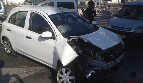 Damage caused to car from rocket shrapnel in Sderot.