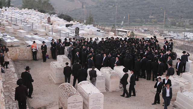 The funeral of Rabbi Moshe Twersky in Jerusalem on Tuesday. (Photo: Ido Erez)