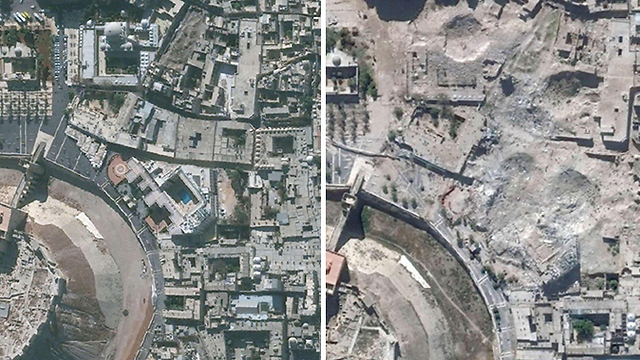 Ancient Aleppo: On the left, Nov 2010, on the right, Oct 2014 (Photo: AFP / UNITAR-UNOSAT)