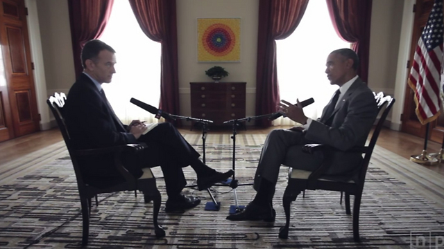 Barack Obama talking to NPR. 