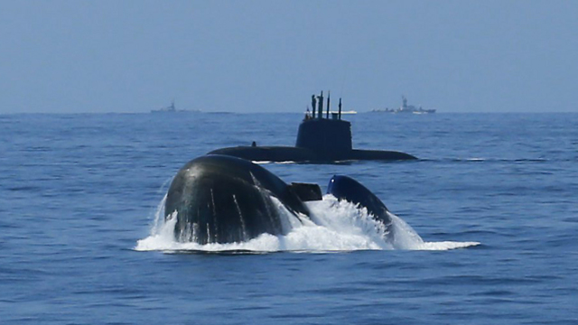 Israeli submarines during exercise (Photo: Gadi Kabalo)