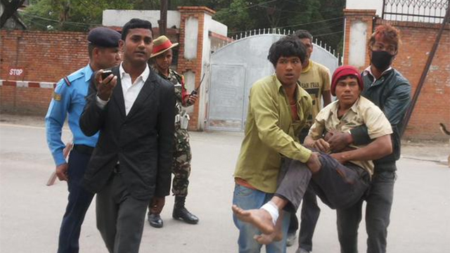 Injured people in Kathmandu.