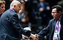 Jibril Rajoub and Ofer Eini shake hands (Photo: EPA)