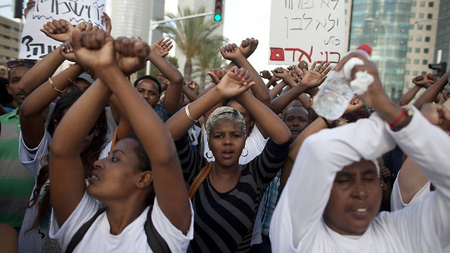 Members of the Ethiopian community protest against police brutality in Tel Aviv (Photo: Getty Images)