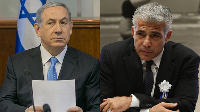 Benjamin Netanyahu and Yair Lapid (Photo: Ohan Zwigenberg and Gil Yohanan)