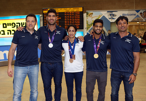 The three Israeli medal winners from the latest European championships: Sagi Moki, Yarden Gerbi (center), and Ori Sasson. (Photo: Oz Moalem)