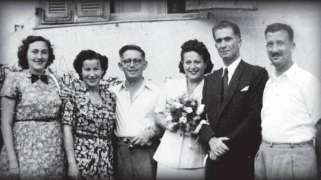 Left to right: Yaffa Raskin Lipschitz; Yola and Israel Sarna; the Mellers; Aryeh Lipschitz.