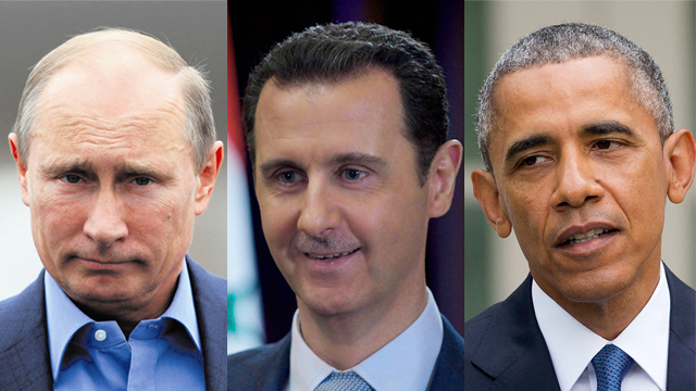 Putin (L), Assad (C) and Obama (Photos: AP, Gettyimages and Reuters)