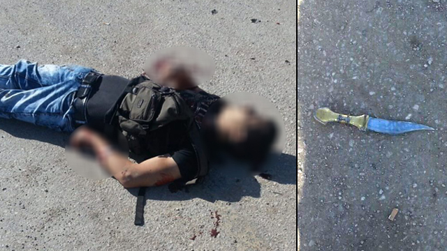 Dead terrorist and knife used in attack