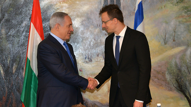 Netanyahu meeting with Hunarian Foreign Minister Peter Szijjarto (Photo: Kobi Gidon)