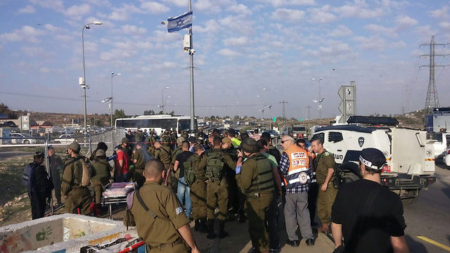 The scene of the terror attack at Gush Etzion junction on Sunday afternoon. (Photo: Gush Etzion Regional Council)