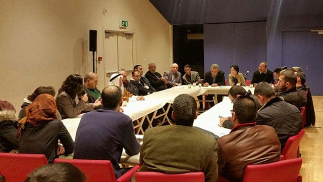 Balad MK's meet with the families of dead terrorists (Photo: Screenshot from Arabic language news source)