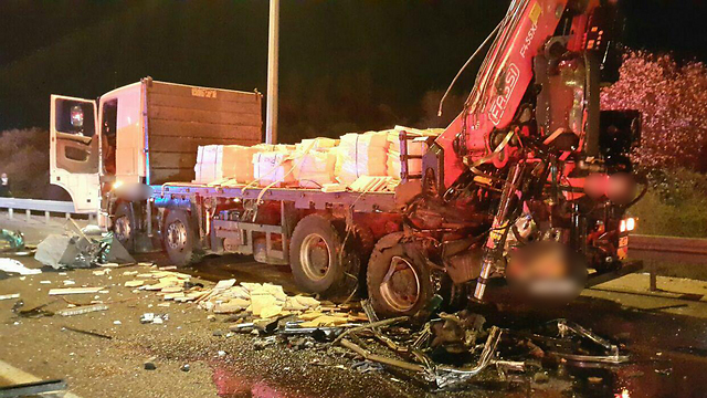 The truck that was on the side of the road (Photo: Uri Davis, United Hatzalah)