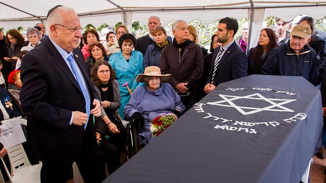 Rivlin at Samuel Willenberg's funeral (Photo: Ido Erez)