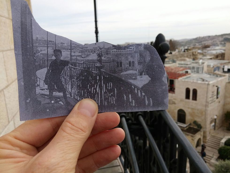 Aaron Frieman on the roof of the Hurva synagogue, 1940's, Jerusalem (Photo: The Society for the Reconstruction and Developement of the Jewish Quarter)