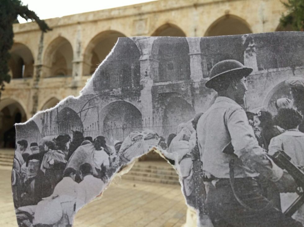 Jews at the Rothchild House before being driven out by the Jordanian Army, 1948 