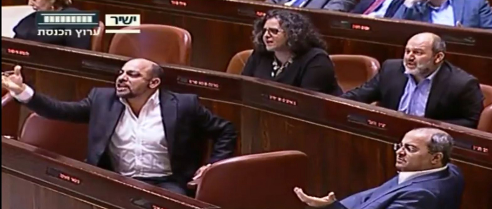 Arab MKs during the pre-vote deliberations. (Photo: Knesset TV channel)