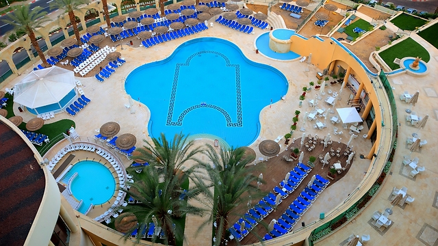 The hotel's outdoor pool