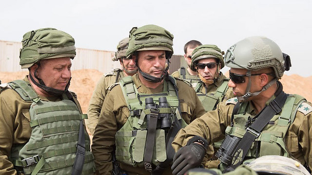 (L-R:) Chief of General Staff, GOC Southern Command, and Southern Brigade Commander near newly discovered tunnel (Photo: IDF Spokesperson)