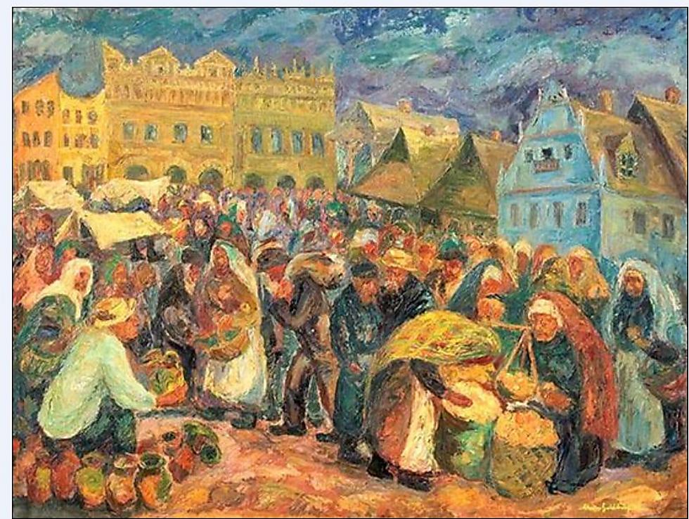 Jewish market scene (Art: Haim Goldberg)