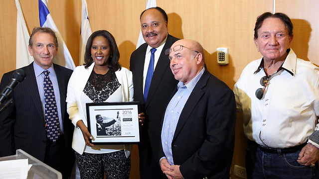 Martin Luther King III with Jewish Agency Chairman Natan Sharansky (Photo: Hillel Maeir/TPS)  