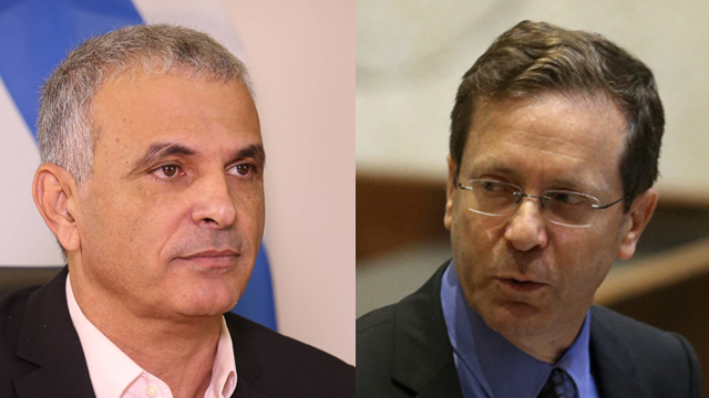 Finance Minister Moshe Kahlon and Zionist Union Chairman Isaac Herzog (Photo: Amit Sagi, Gil Yohanan)