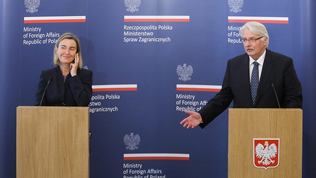 Waszczykowski with EU Foreign Affairs Representative Federica Mogherini. (Photo: EPA)