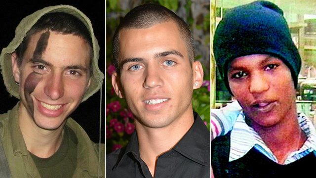 From left to right: Goldin, Shaul, and Mengistu. Two soldier's dead bodies are apparently more important than a living civilian.