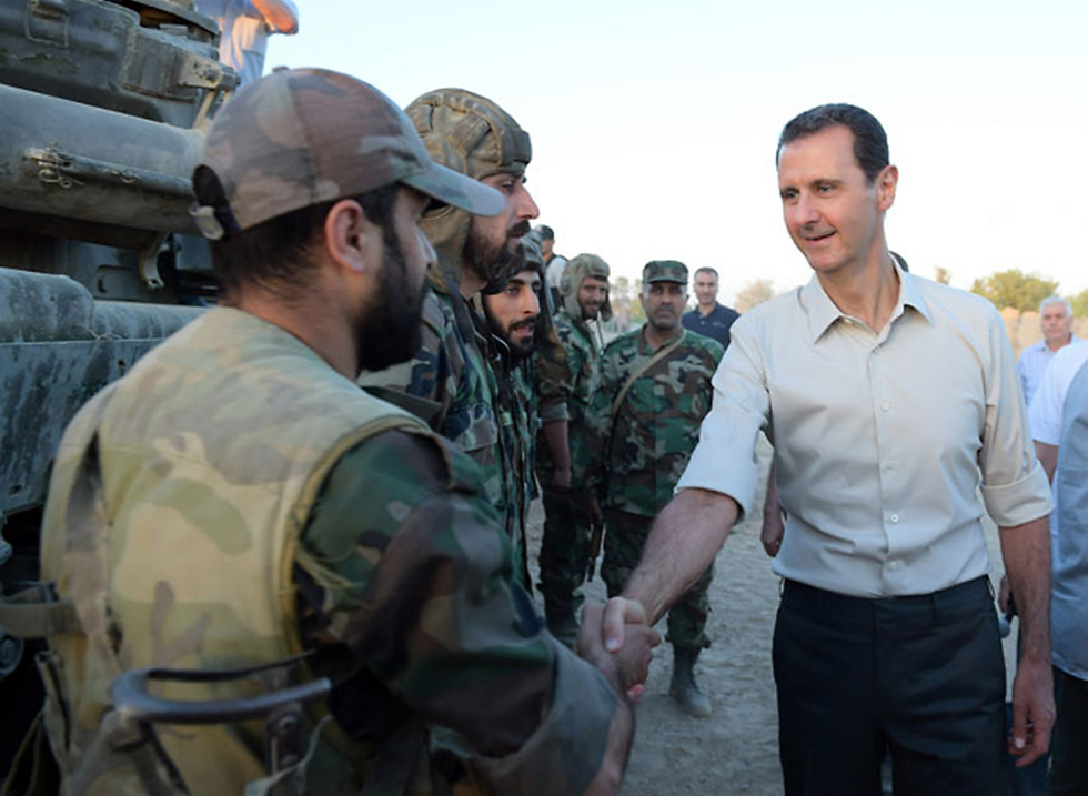 Bashar Assad visiting Syrian soldiers on the frontlines.