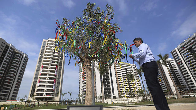 A tree filled with ribbons stands as part of a memorial in honor of Israeli Olympic athletes killed by Palestinian gunmen at the 1972 Munich Olympics (Photo: AP)