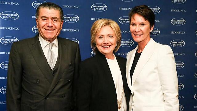 Hillary Clinton with donors Haim and Cheryl Saban (Photo: Ralph Alswang)