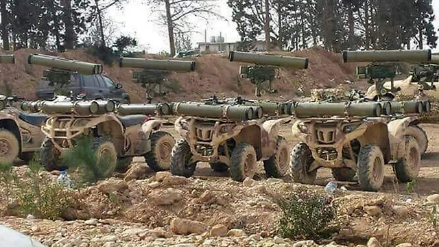 Hezbollah ATVs with Kornet missiles mounted on them
