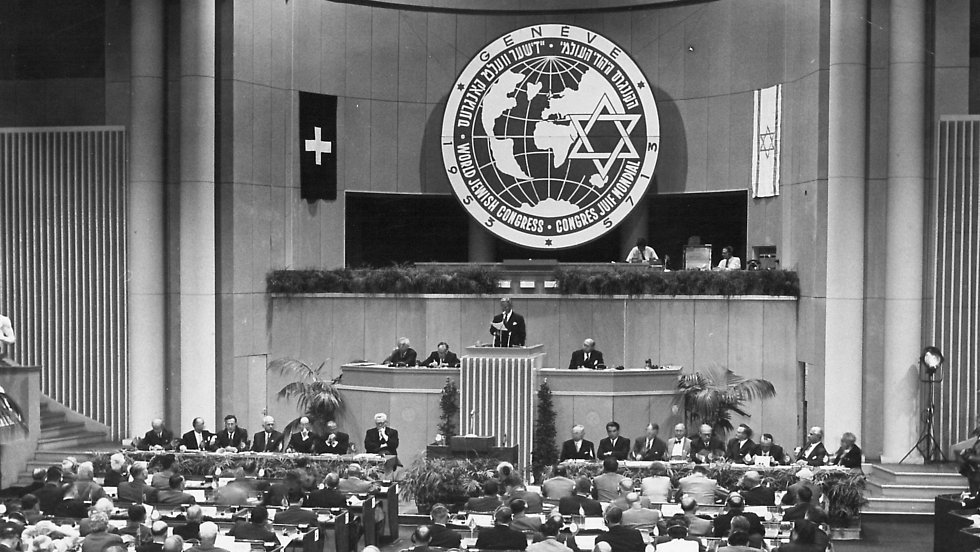 Der jüdische Weltkongress in Genf 1953.