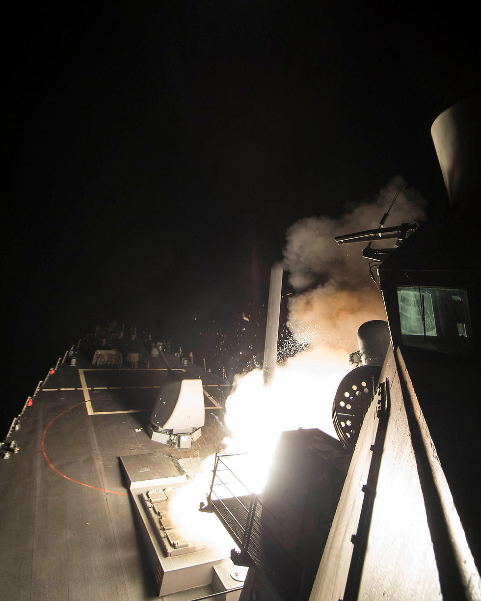 A Tomahawk missile fired at Syria, Thursday night (Photo: Reuters) 