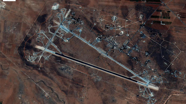 A satellite photo released by the Pentagon of the Syrian base the US attacked on Thursday (Photo: AFP) (Photo: AFP)