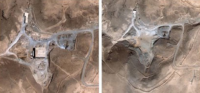 אזור הכור שהופצץ בסוריה, לפני ואחרי. ברק דחה כדי לקבל קרדיט? (צילום: AP) (צילום: AP)