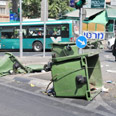 A turned over bin