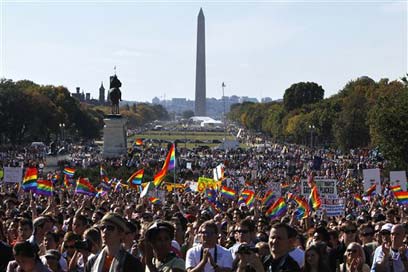 מצעד מחאה בוושינגטון ב-2009. שיעור הגאים הגבוה בארה"ב (צילום: AP) (צילום: AP)