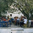אווירה יוונית שלווה ועולצת בבית קפה בפלטיאה