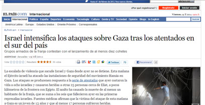 "ישראל מגבירה את ההתקפות על עזה". "אל-פאיס" הספרדי ()