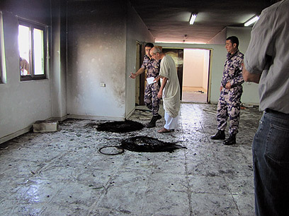 Tires were set on fire in the first floor (Photo: Salma A-Davi, Betzelem)