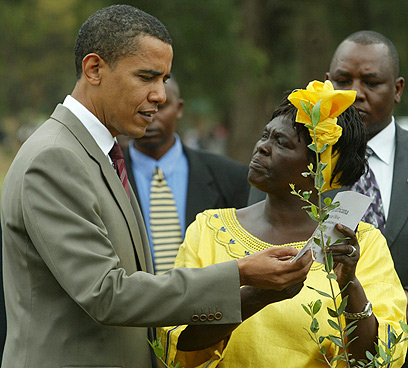 שניהם זכו בפרס נובל לשלום. מתאיי ואובמה (צילום: AP) (צילום: AP)