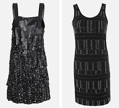 מימין: שמלת ניטים H&O משמאל: שמלת עור וניטים של לאורל לבית האופנה מילוס (צילום: טל טרי, לאורל) (צילום: טל טרי, לאורל)