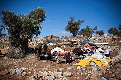 אחד המבנים שפונו בעבר במגרון (צילום: נועם מושקוביץ)