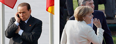 ברלוסקוני "מייבש" את מרקל בפסגה ב-2009. יחסים רעועים במיוחד (צילום: AP) (צילום: AP)