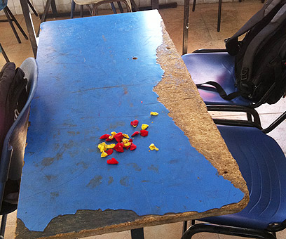 "חוסר אחריות מינימלית כלפי התלמידים". שולחן בביה"ס (צילום: עליאן אלעוברה) (צילום: עליאן אלעוברה)